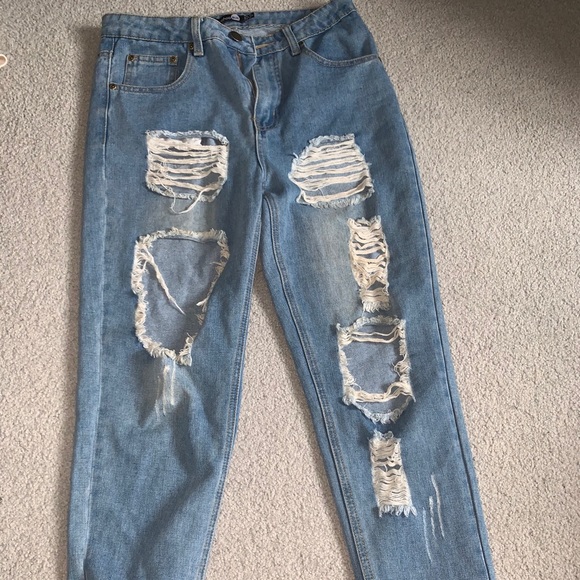 Cuffed ripped boyfriend jeans - Picture 2 of 2
